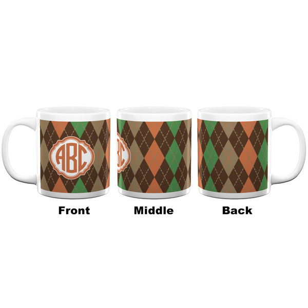 Brown Argyle Coffee Mug - 20 oz - White APPROVAL