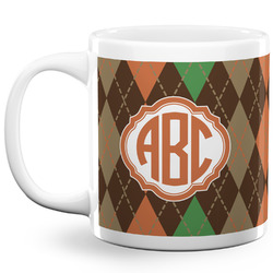 Brown Argyle 20 Oz Coffee Mug - White (Personalized)
