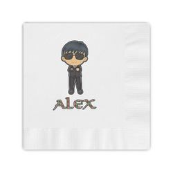 Brown Argyle Coined Cocktail Napkins (Personalized)