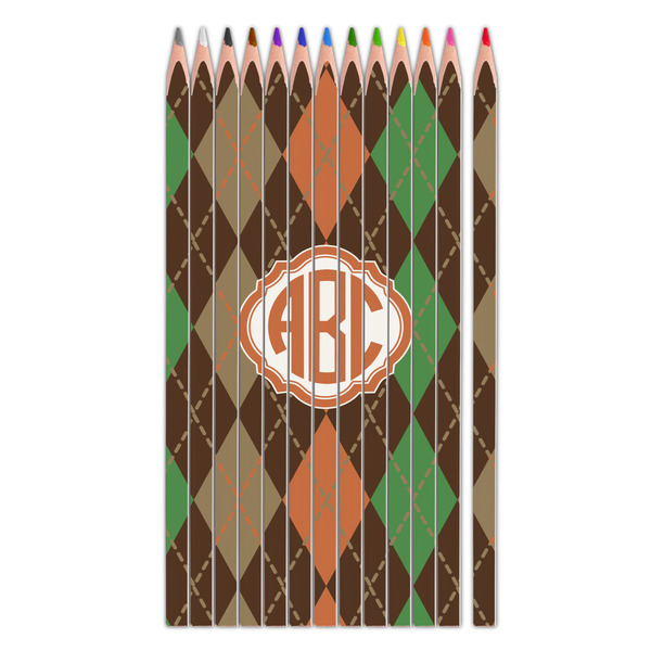 Custom Brown Argyle Colored Pencils (Personalized)
