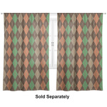 Brown Argyle Curtain Panel - Custom Size
