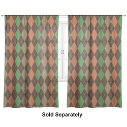 Brown Argyle Curtain Panel - Custom Size