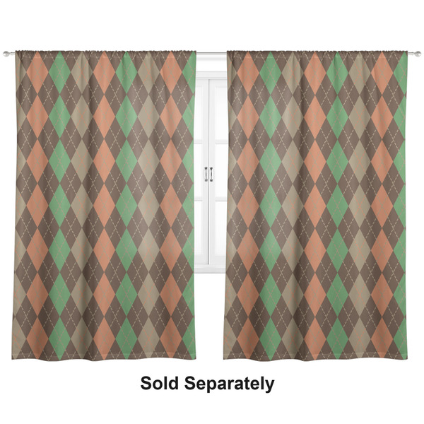 Custom Brown Argyle Curtain Panel - Custom Size