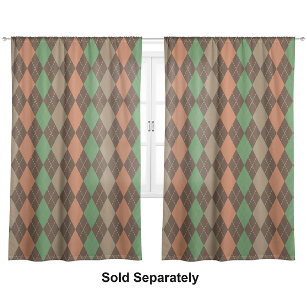 Brown Argyle Curtains Double