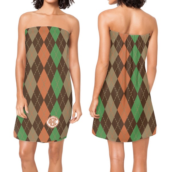 Brown Argyle Custom Bath Wrap - Front & Back View