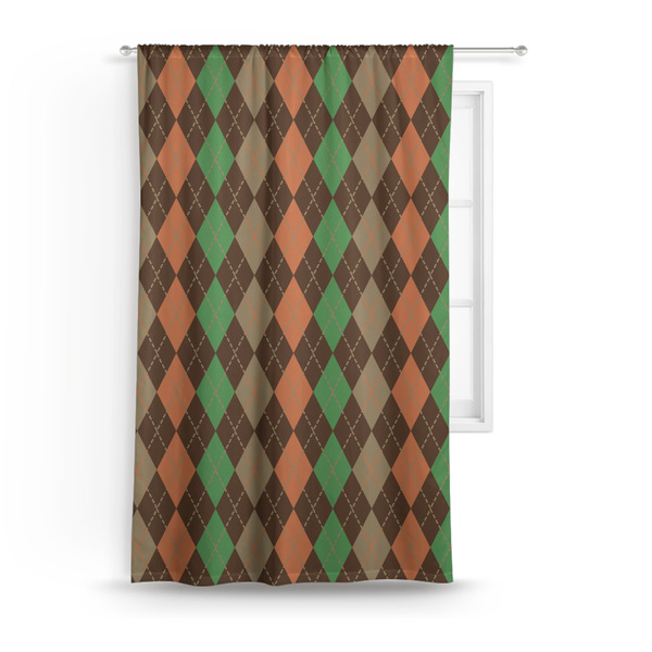 Custom Brown Argyle Curtain Panel - Custom Size