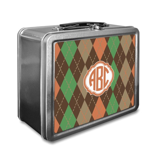 Custom Brown Argyle Lunch Box w/ Monogram