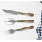 Brown Argyle Cutlery Set - w/ PLATE