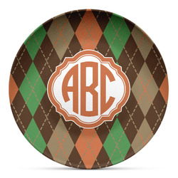Brown Argyle Microwave Safe Plastic Plate - Composite Polymer (Personalized)