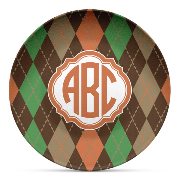 Custom Brown Argyle Microwave Safe Plastic Plate - Composite Polymer (Personalized)