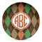 Brown Argyle Microwave Safe Plastic Plate - Composite Polymer (Personalized)