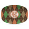 Brown Argyle Plastic Platter - Microwave & Oven Safe Composite Polymer (Personalized)