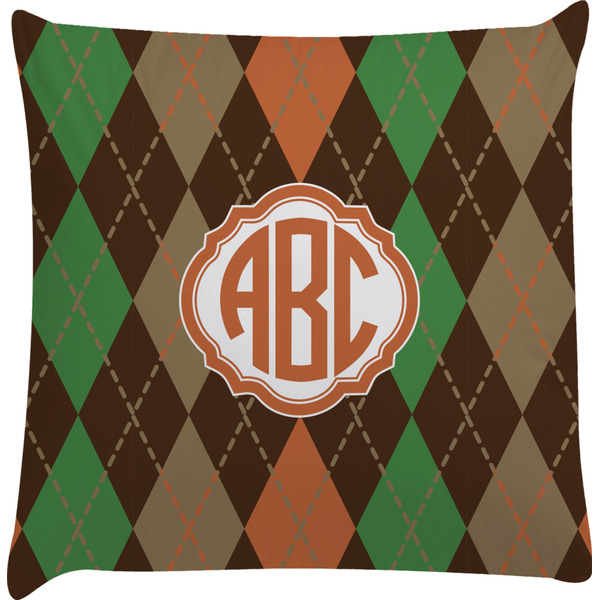 Custom Brown Argyle Decorative Pillow Case w/ Monogram