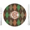 Brown Argyle 10" Glass Lunch / Dinner Plates - Single or Set (Personalized)