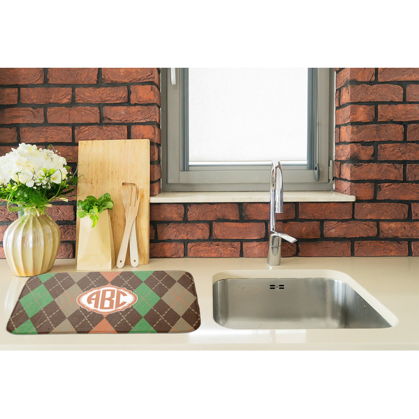 Brown Argyle Dish Drying Mat - LIFESTYLE 2