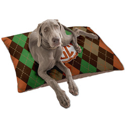 Brown Argyle Dog Bed - Large w/ Monogram