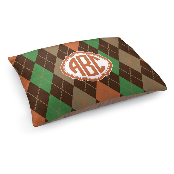 Custom Brown Argyle Dog Bed - Medium w/ Monogram