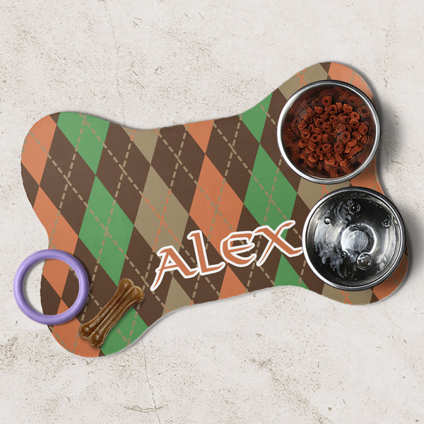 Brown Argyle Dog Bone Shaped Mat Lifestyle