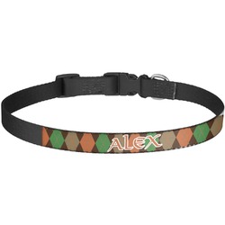 Brown Argyle Dog Collar - Large (Personalized)