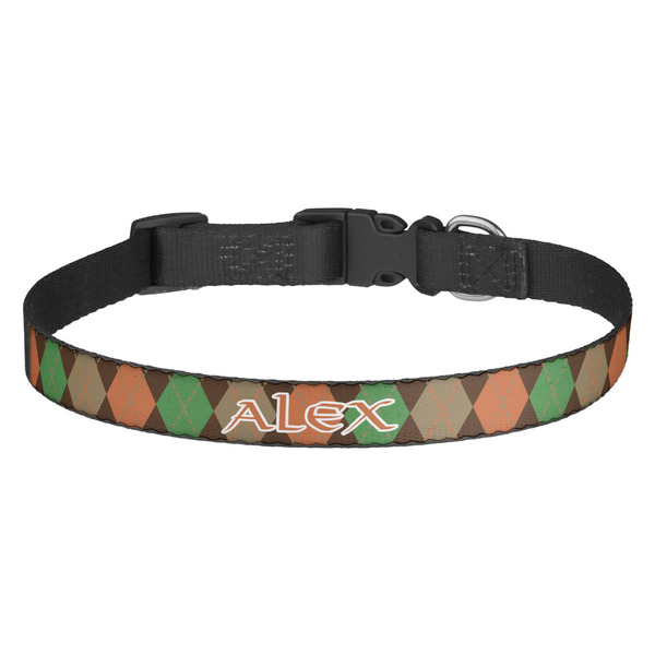 Custom Brown Argyle Dog Collar - Medium (Personalized)