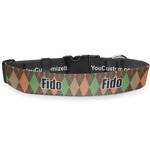 Brown Argyle Deluxe Dog Collar - Small (8.5" to 12.5") (Personalized)