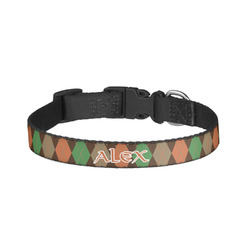 Brown Argyle Dog Collar - Small (Personalized)