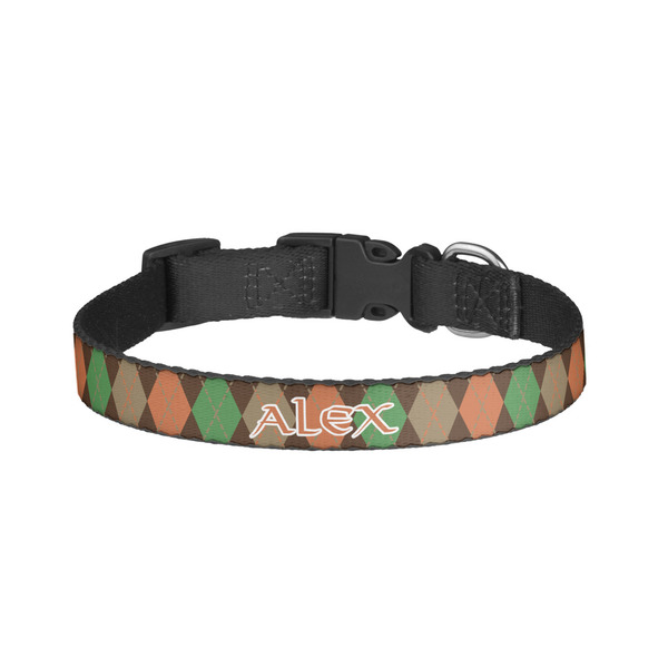 Custom Brown Argyle Dog Collar - Small (Personalized)
