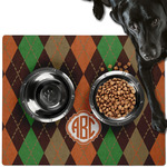 Brown Argyle Dog Food Mat - Large w/ Monogram