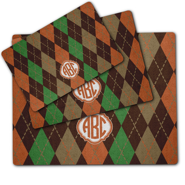 Brown Argyle Dog Food Mat - MAIN (sm, med, lrg)