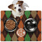 Brown Argyle Dog Food Mat - Medium LIFESTYLE