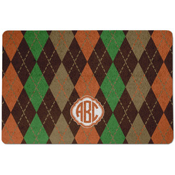 Brown Argyle Dog Food Mat w/ Monogram
