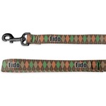 Brown Argyle Deluxe Dog Leash (Personalized)