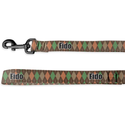 Custom Brown Argyle Deluxe Dog Leash (Personalized)