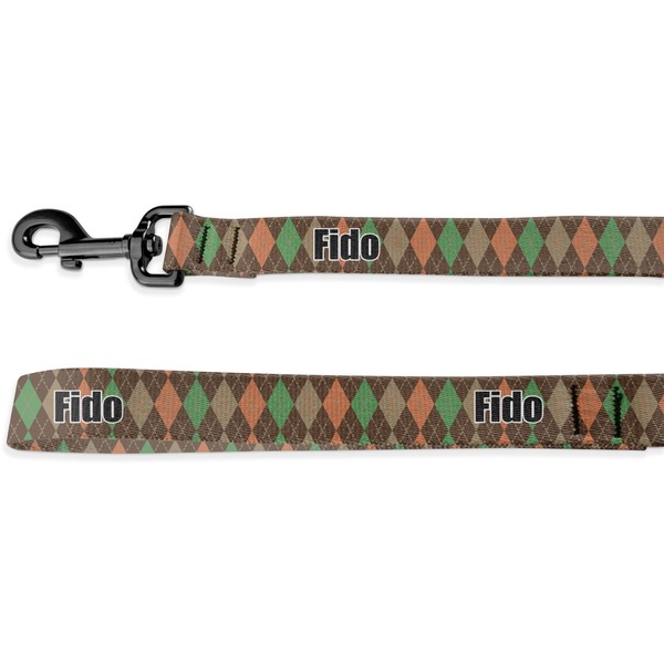 Custom Brown Argyle Deluxe Dog Leash - 4 ft (Personalized)