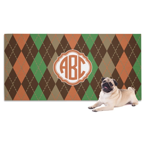 Custom Brown Argyle Dog Towel (Personalized)