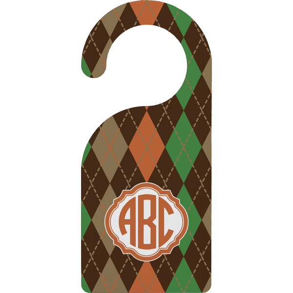 Custom Brown Argyle Door Hanger w/ Monogram