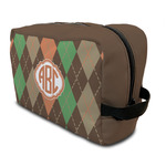 Brown Argyle Toiletry Bag / Dopp Kit (Personalized)