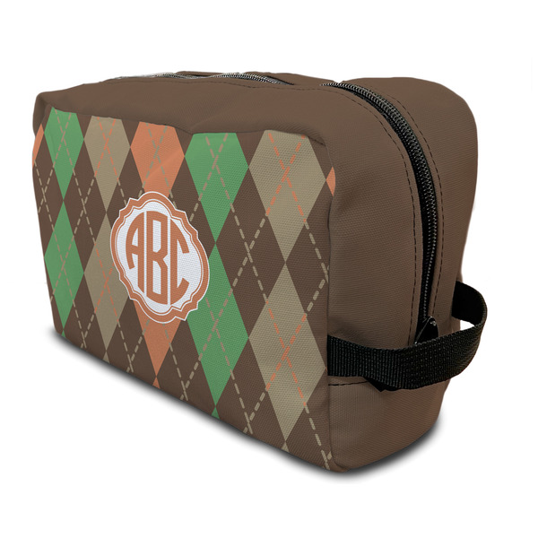 Custom Brown Argyle Toiletry Bag / Dopp Kit (Personalized)