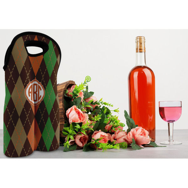 Brown Argyle Double Wine Tote - LIFESTYLE (new)