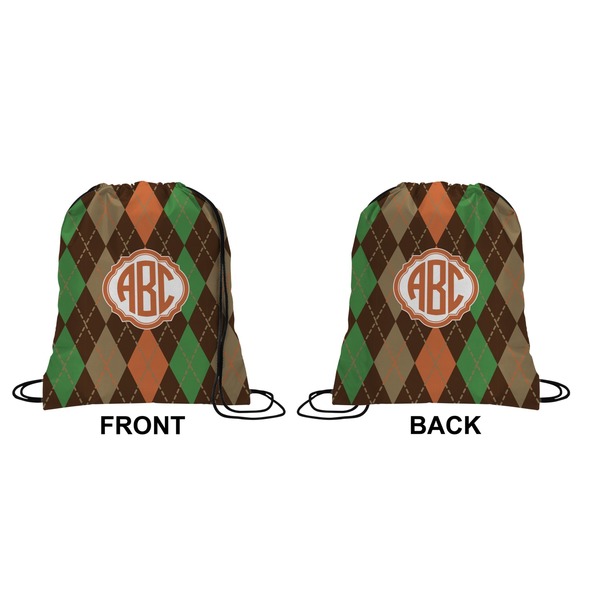 Brown Argyle Drawstring Backpack
