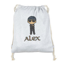 Brown Argyle Drawstring Backpack - Sweatshirt Fleece - Double Sided (Personalized)