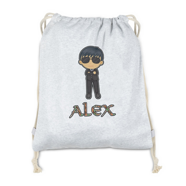 Custom Brown Argyle Drawstring Backpack - Sweatshirt Fleece - Double Sided (Personalized)