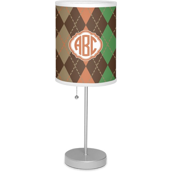 Custom Brown Argyle 7" Drum Lamp with Shade (Personalized)