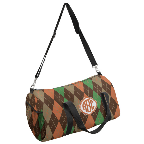 Custom Brown Argyle Duffel Bag (Personalized)