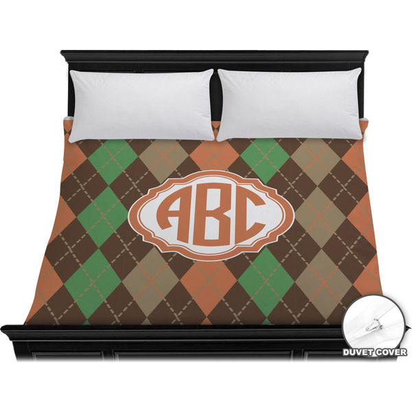 Custom Brown Argyle Duvet Cover - King (Personalized)