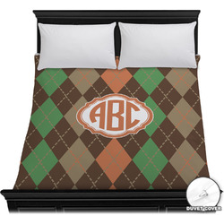 Brown Argyle Duvet Cover - Full / Queen (Personalized)