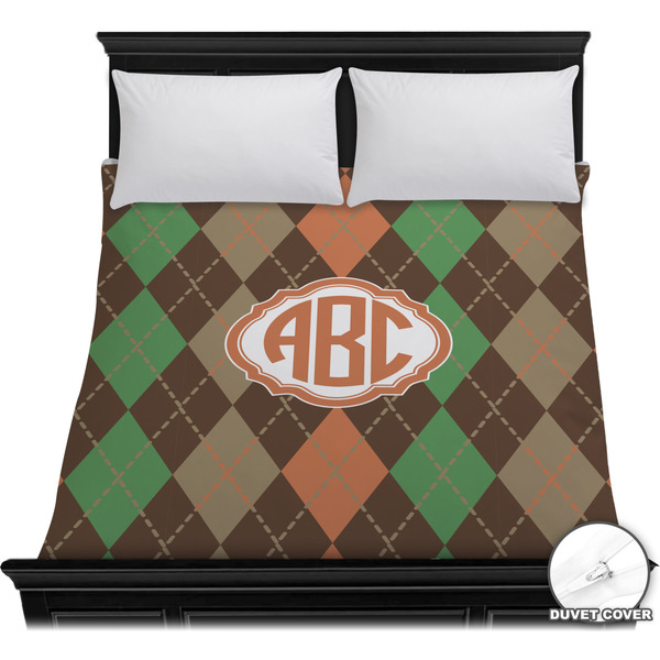 Custom Brown Argyle Duvet Cover - Full / Queen (Personalized)