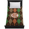 Brown Argyle Duvet Cover - Twin - On Bed - No Prop