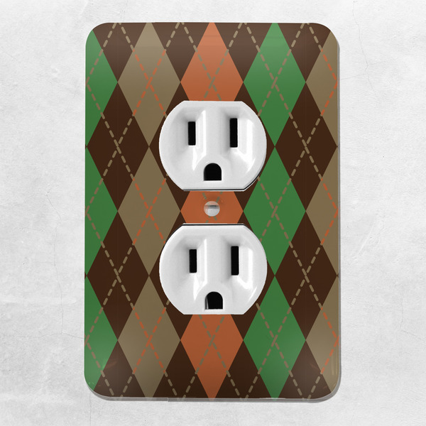 Brown Argyle Electric Outlet Plate - LIFESTYLE