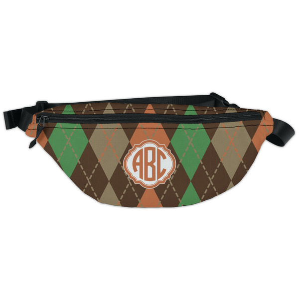 Custom Brown Argyle Fanny Pack - Classic Style (Personalized)